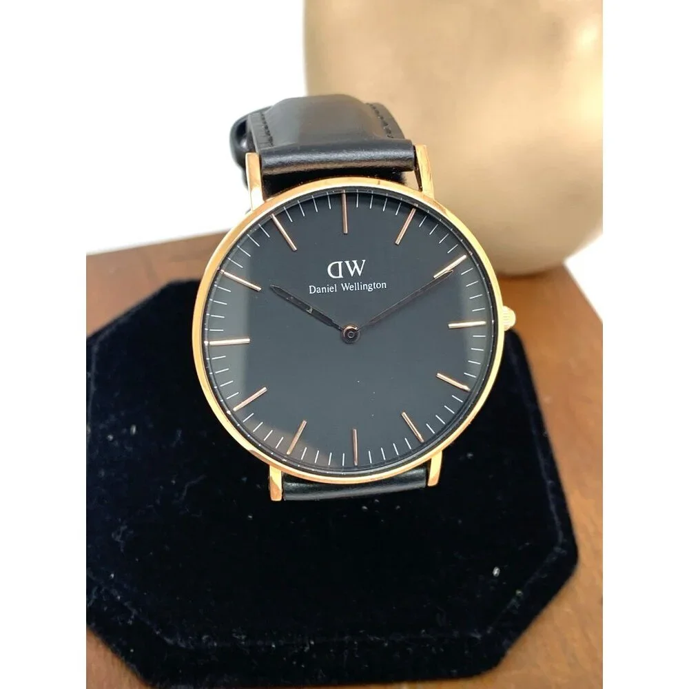 Daniel Wellington Women's Watch DW00100139 Rose Gold Black Leather Strap 36mm